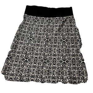 linea domani womens paisley wool blend skirt black Large Above Knee Mini